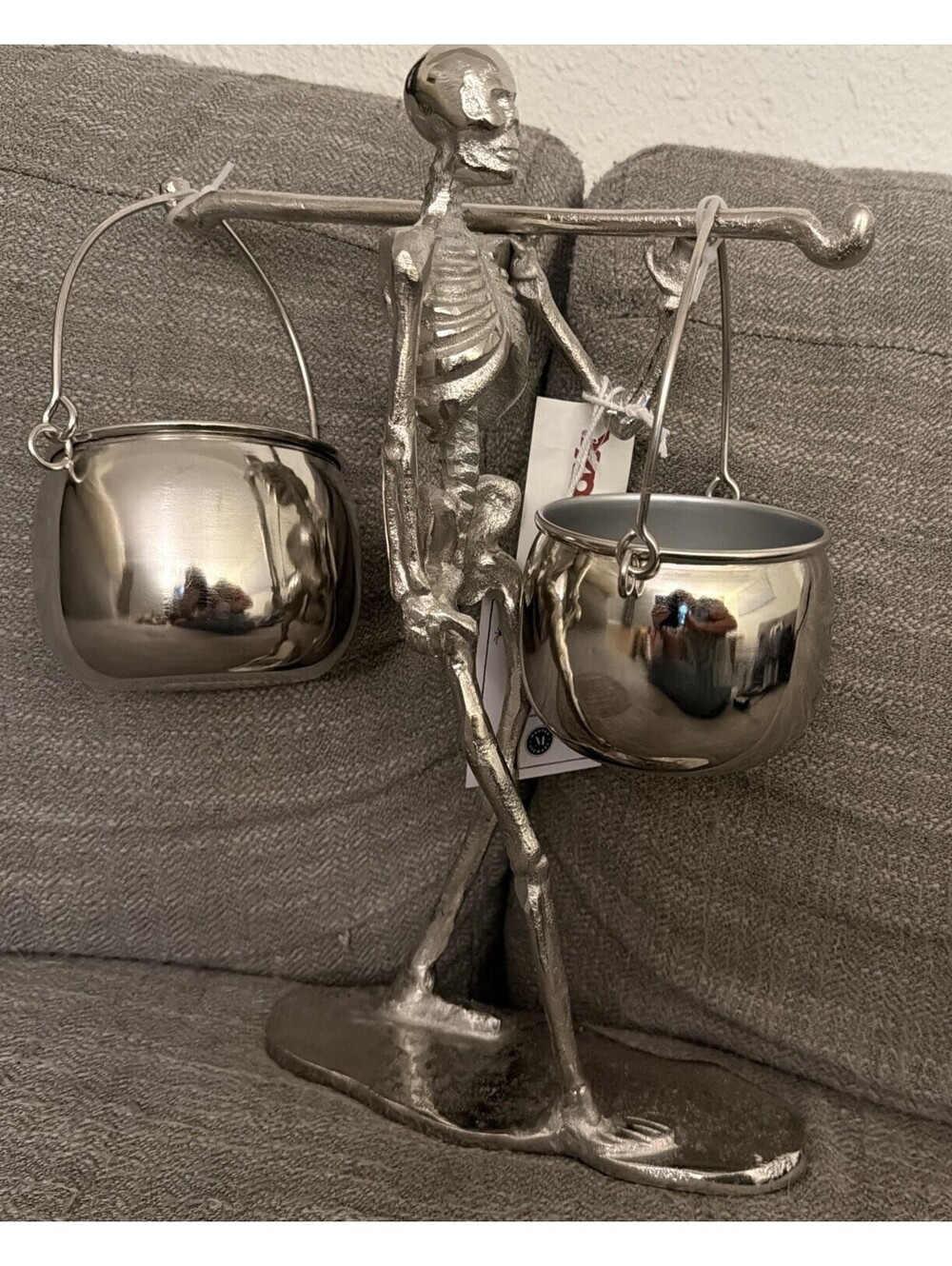 Martha Stewart Skeleton With 2 Cauldrons Server Halloween  Decoration Brand New